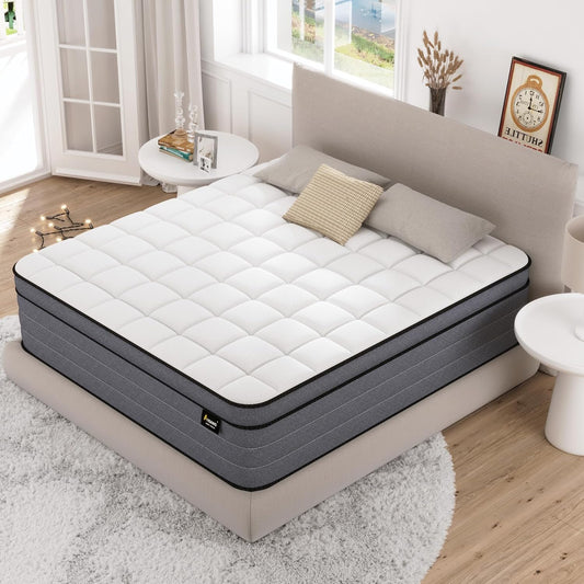 Full Size Mattress 12 Inch, Hybrid Full Bed Mattress with Gel Memory Foam and Pocketed Springs, Pressure Relief & Medium Firm Feel, Bed in a Box, CertiPUR-US