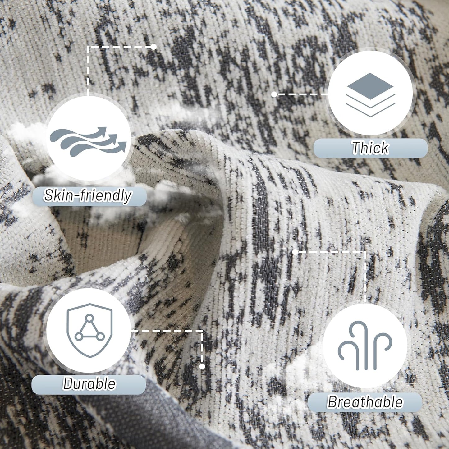 MYSKY HOME Boho Couch Cover for Dogs Washable Deep Grey Abstract Couch Sofa Protector for Loveseat Sofa Pets Friendly Chenille Geometric Sofa Covers Soft Durable Farmhouse Sofa Slipcovers, 91" X118"