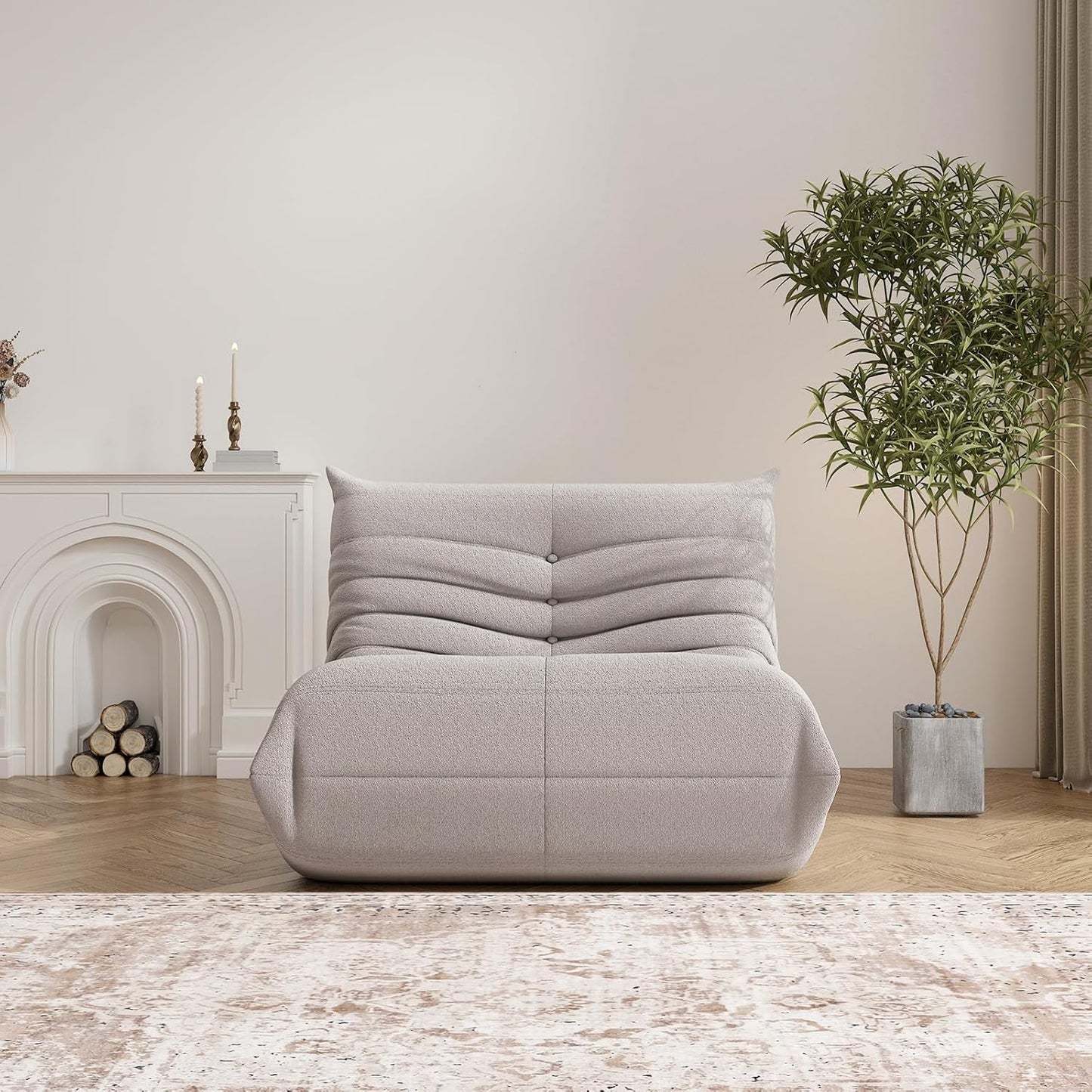 Bean Bag Chair, Fireside Chair Bean Bag Sofa Large Bean Bag Chair for Adults, Bean Bag Chairs for Teens with High Density Comfortable Foam, Memory Foam Bean Bag for Living Room, Bedroom (Grey)