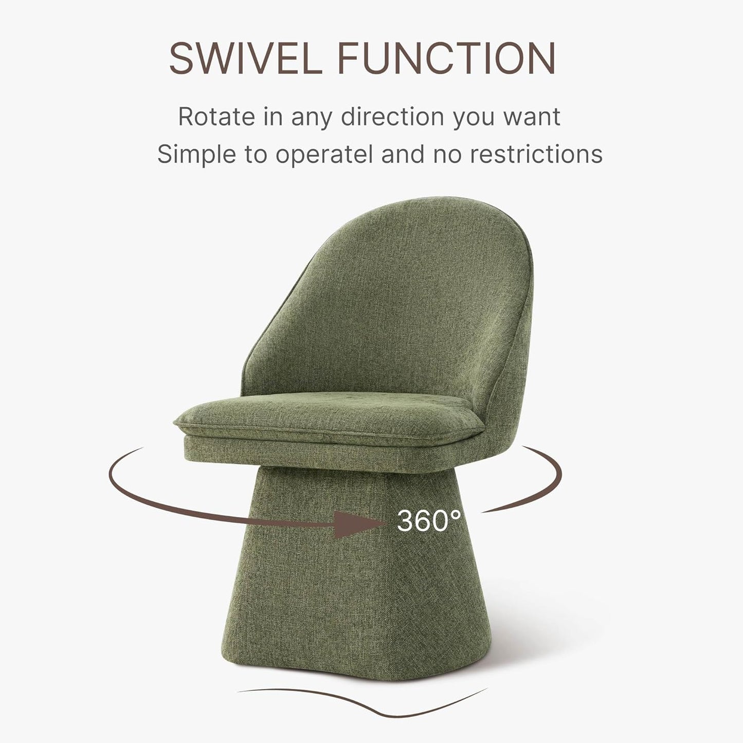 Swivel Dining Chairs Modern Desk Chair Upholstered Linen Fabric Side Chair for Kitchen Dining Room Bedroom,Moss Green,2 Box