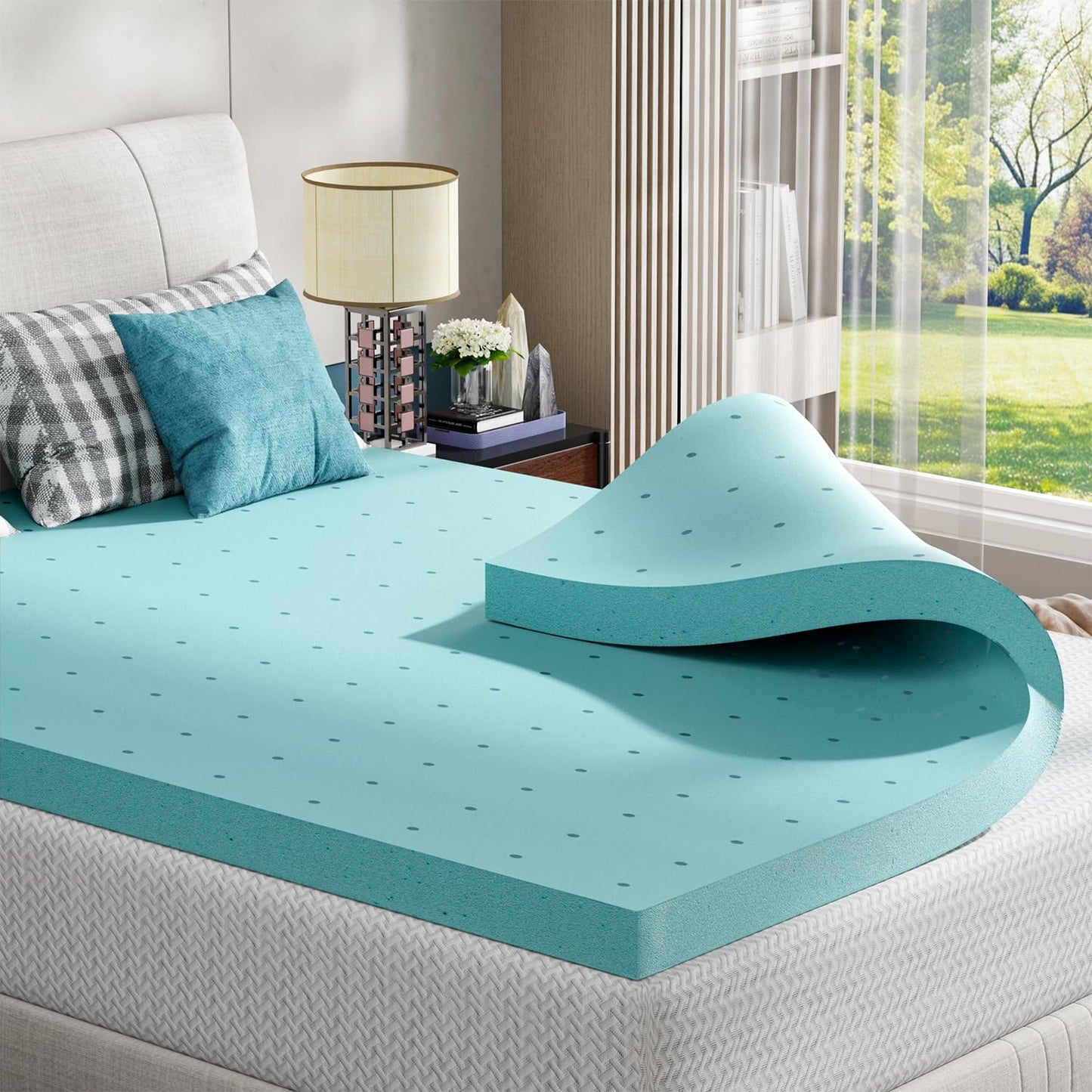 FDW | 6" Queen Mattress + 3" Cooling Mattress Topper | Gel Memory Foam | Medium Firm Feel | White | with Washable Cover for Cool Sleep and Pressure Relief | Bed in a Box, CertiPUR-US Certified