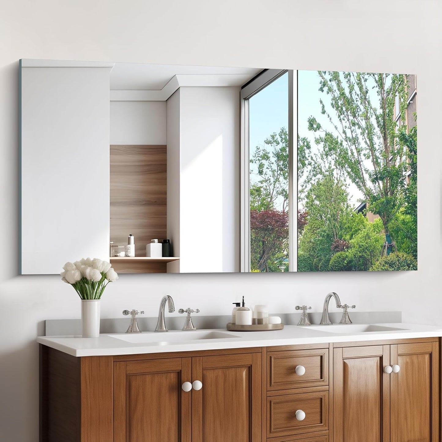 KOCUUY Large Frameless Mirror,60x30 Inch Rectangle Bathroom Vanity Mirror for Over Sink, Upgraded Shatterproof Unframed Design for Bedroom, Living Room, Entryway