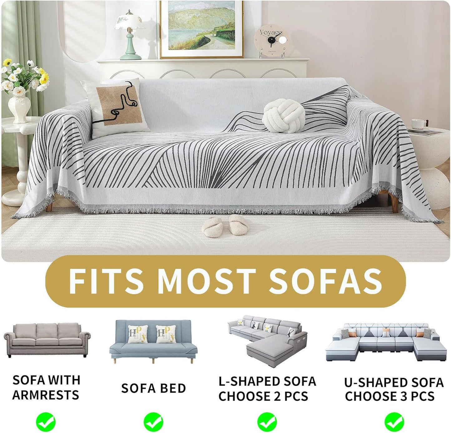 Non Slip Sofa Covers Couch Covers for 3 Cushion Couch Sofa Pet Friendly Washable Couch Covers for Sofa, Soft Thick Sectional Couch Covers L Shape Furniture Protector for Kids, Dogs 91" X134"