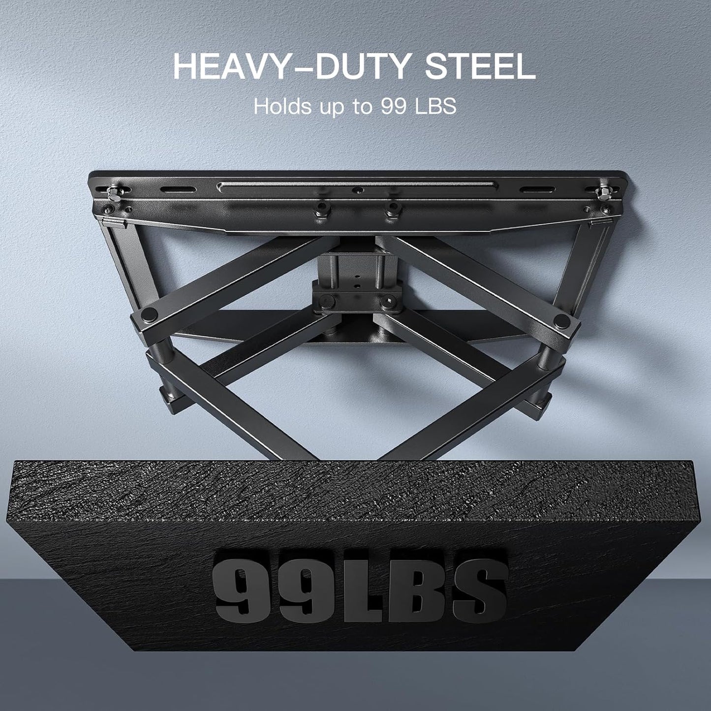 PERLESMITH TV Wall Mount Full Motion for 32-65 Inch Flat Curved Screen TVs, TV Mount with Swivels Tilts Extension Dual Articulating Bracket Arms Supports up to 99 lbs Max VESA 400x400, PSMFK9