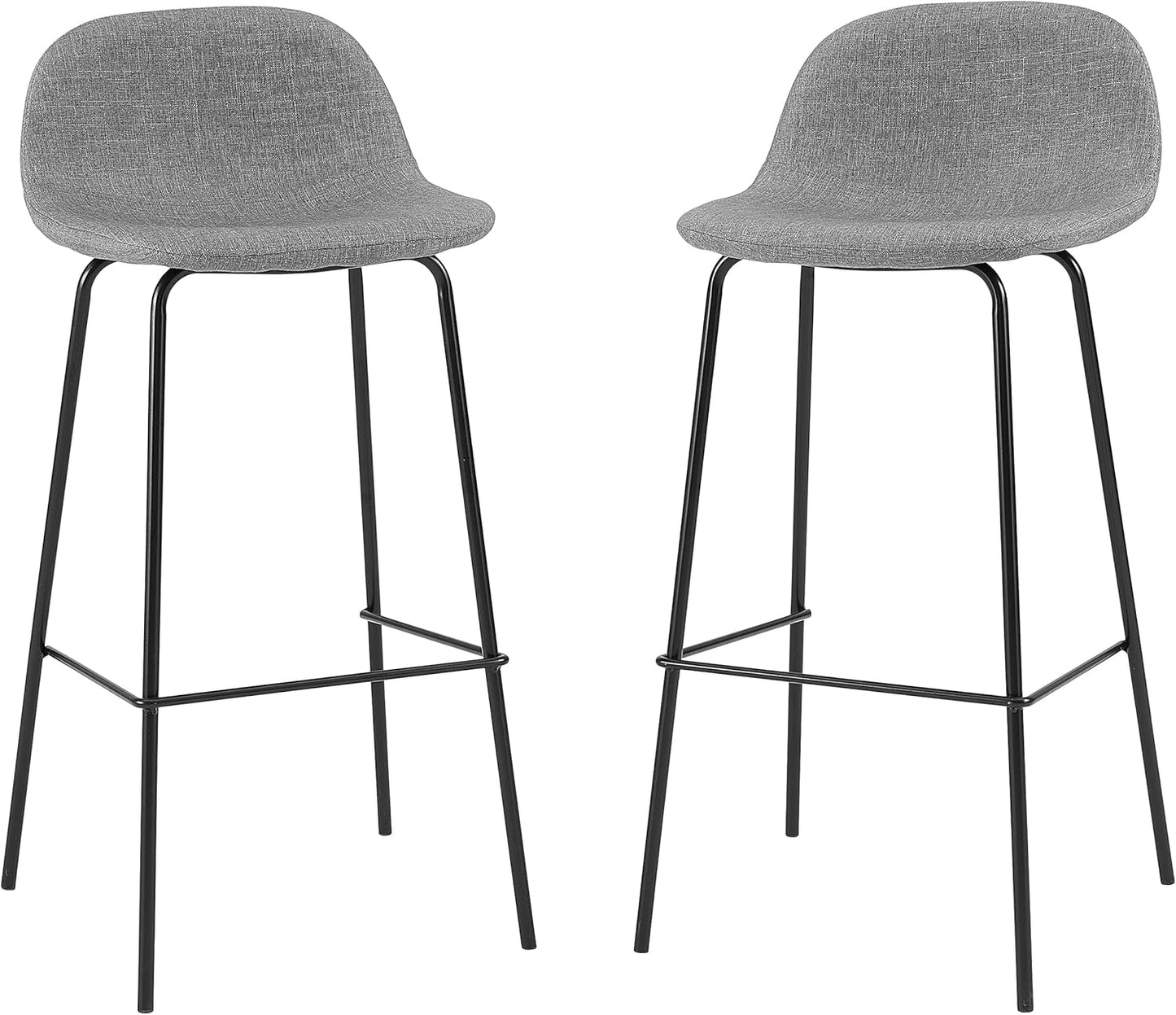 Crosley Furniture Riley Upholstered Seat Bar Stools Set of 2, Gray/Matte Black