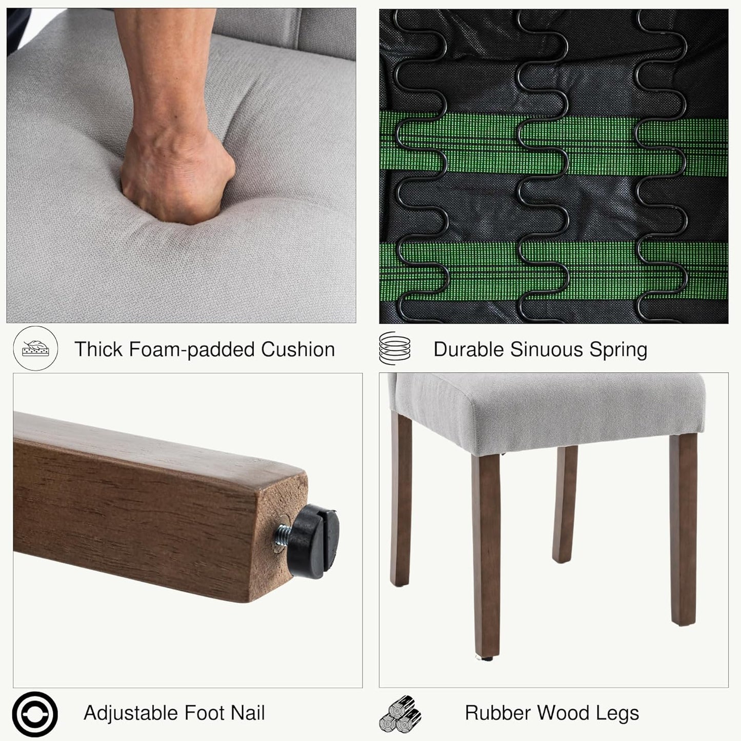 Tufted Upholstered Parsons Dining Chair with Sturdy Solid Wood Legs