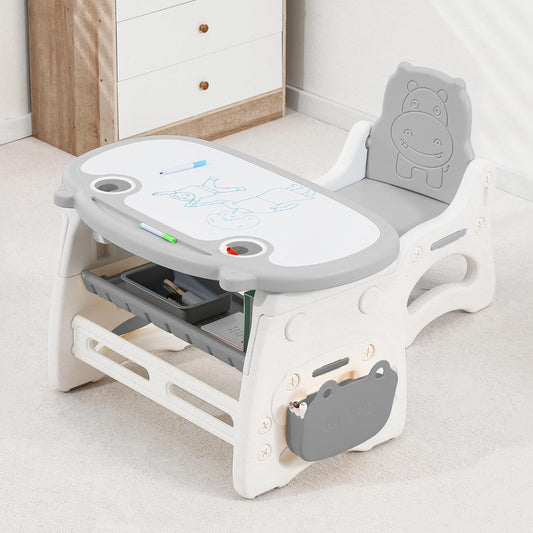 Kids Table and Chair Set The Table Can Be Graffiti and The Height Can Be Raised and Lowered for Children Age 2-10 The Order Includes Watercolor Pen and Blackboard Eraser