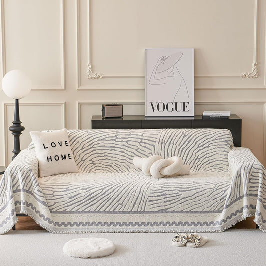 STACYPIK Modern Gray Geometric Sofa Cover, Anti-Slip Reversible Boho Dog Couch Cover, Washable Silpcover Protector for 2 Cushion Couch, Durable Loveseat Cover for Sectional, Multi-use Blanket-71X118IN