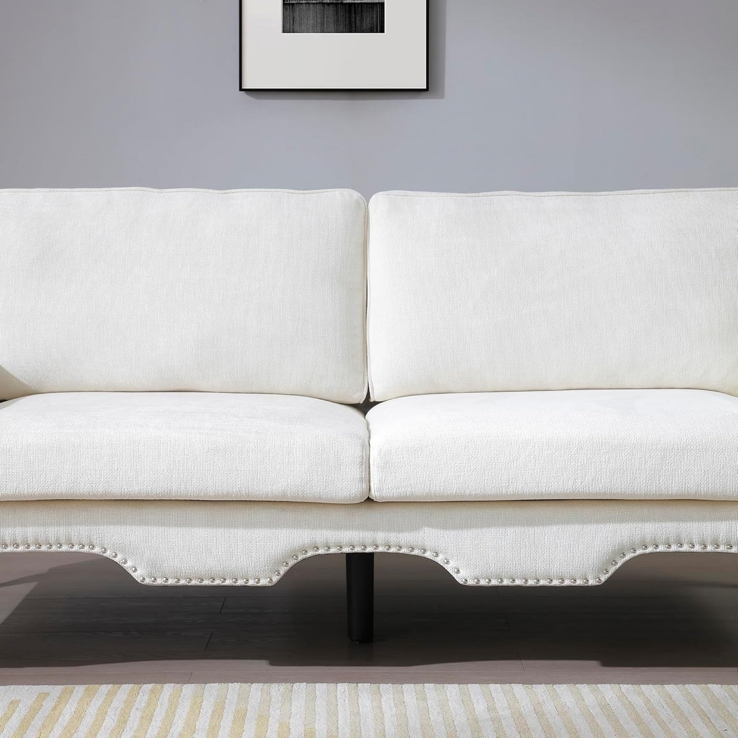 2 Piece Sectional Sofa Set, 2+3 Seat Convertible Couch with Movable Pillows, Upholstered Couches for Living Room, Beige