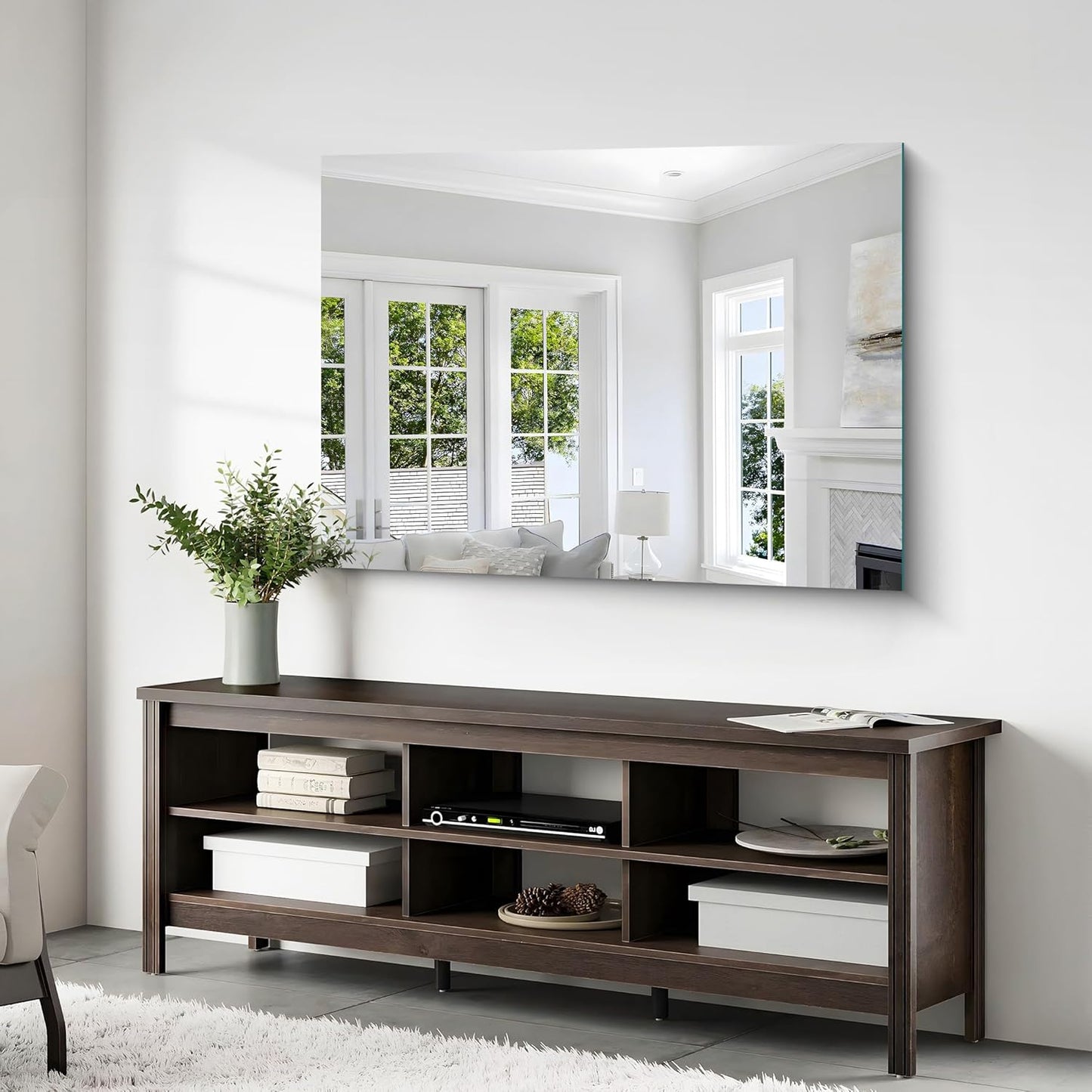 36x48 Inch Frameless Mirror, Frameless Bathroom Mirror for Over Sink, Large Rectangle Mirror for Wall, Upgraded Shatterproof Wall Mount Vanity Mirror for Bedroom, Living Room, Entryway