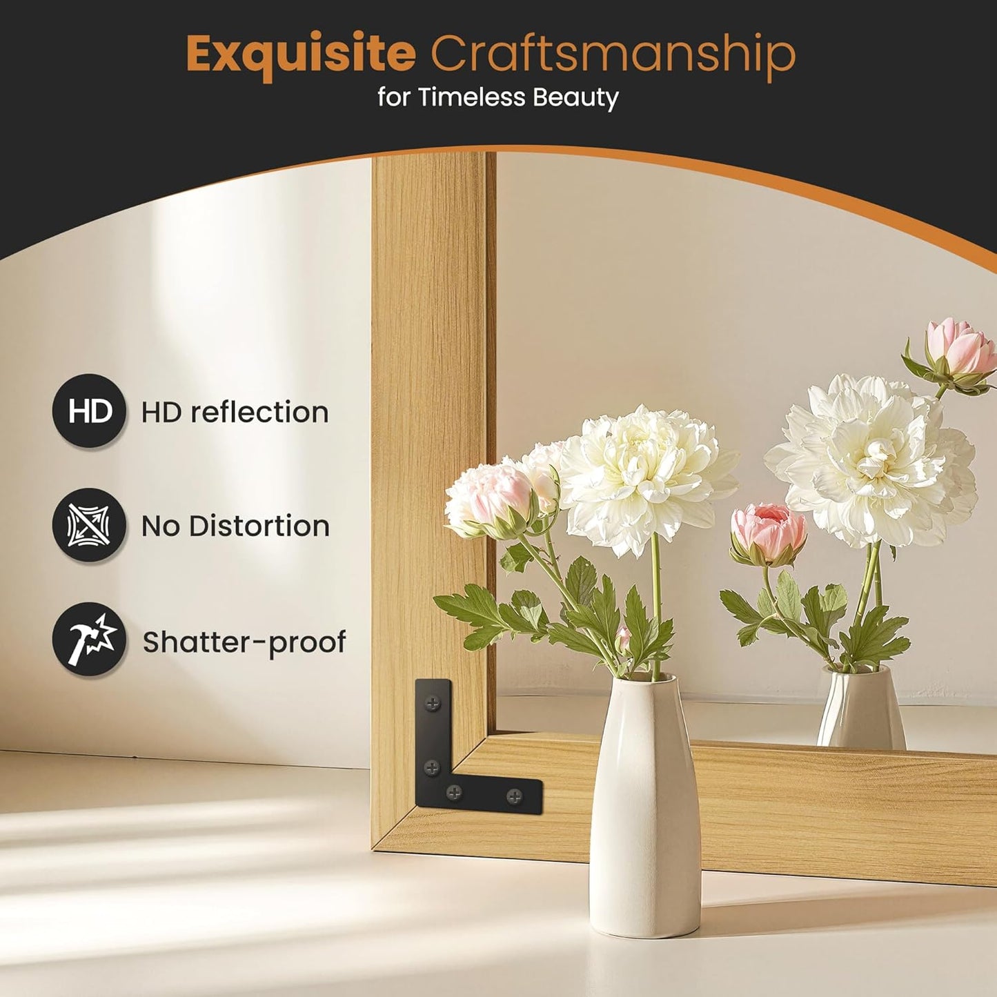 Full Length Mirror with Wooden Frame, 56"X22" Solid Wood Standing Floor Mirror for Farmhouse, Bathroom, Bedroom Decor, Hanging or Leaning Wall-Mounted(Natural)