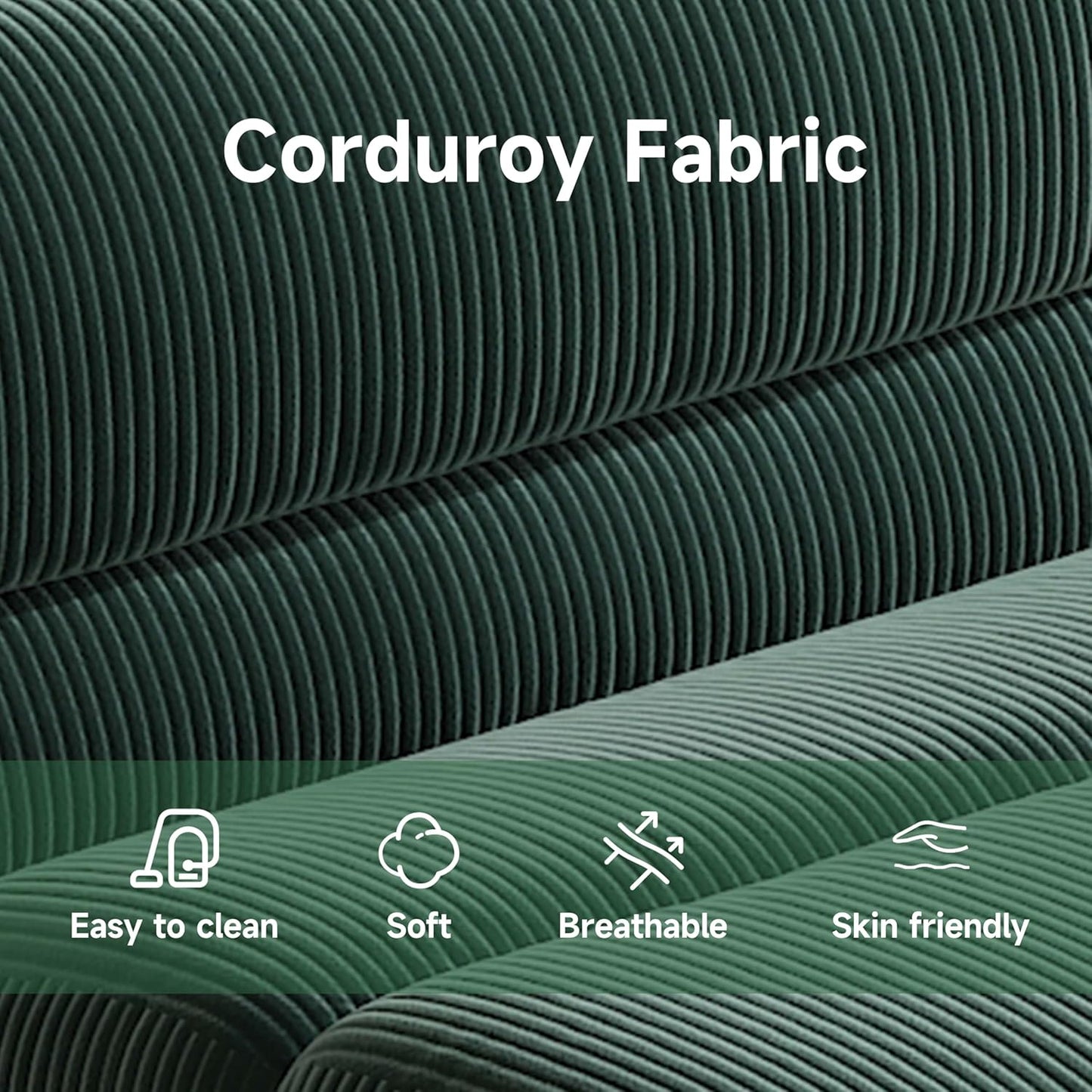 Bean Bag Chair with Ottoman, Cozy Comfy Reading Nook Chairs, Ultra Soft Corduroy Fabric Bean Bag Chairs for Adults, Reading Chair with Ottoman for Living Room, Bedroom Apartment (Green)