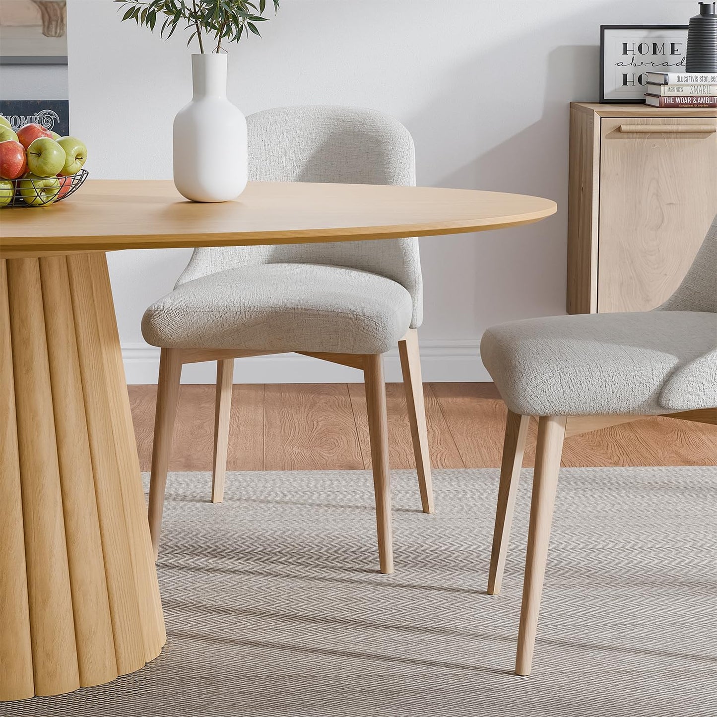 Casaphoria 67" Oval Dining Table, Modern Wood Kitchen Table with Cone Shaped Strip Convex Base for Living Room & Dining Room, Easy Assembly Farmhouse Furniture for 4-6, Oak