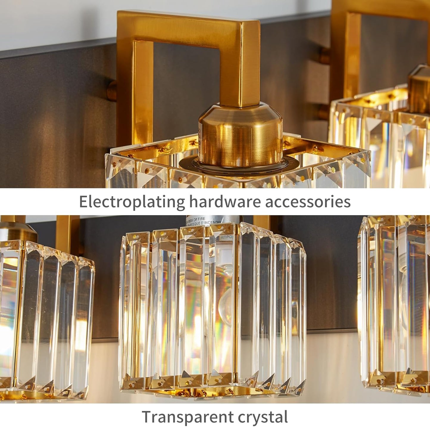 Modern Bathroom Vanity Light 2-Lights Black Gold Crystal Wall Lamp Bathroom Modern Crystal Vanity Lighting