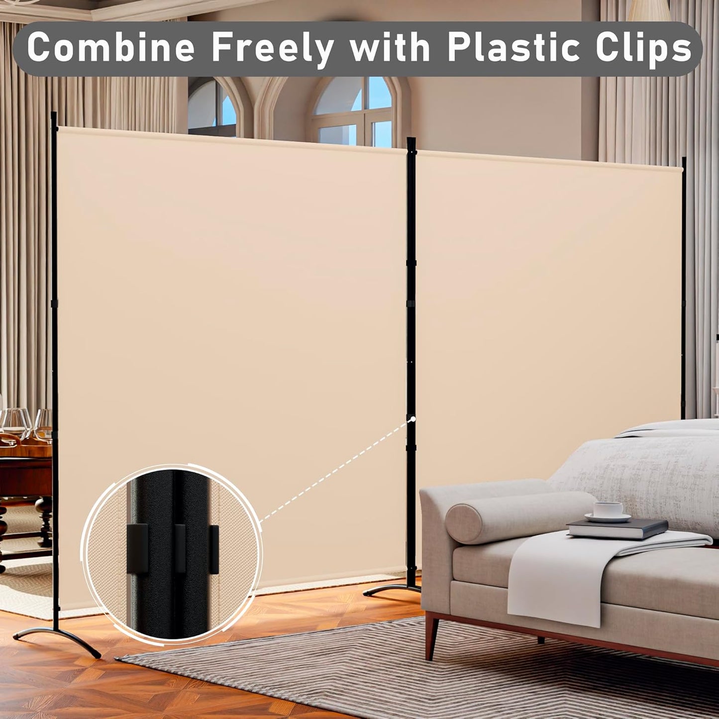 Room Divider Folding Privacy Screens, Portable Room Divider Panel 3 Panel Partition Room Dividers Screen Freestanding Room Partitions and Dividers Fabric Dividers for Room Separation (Beige, 1 Panel)