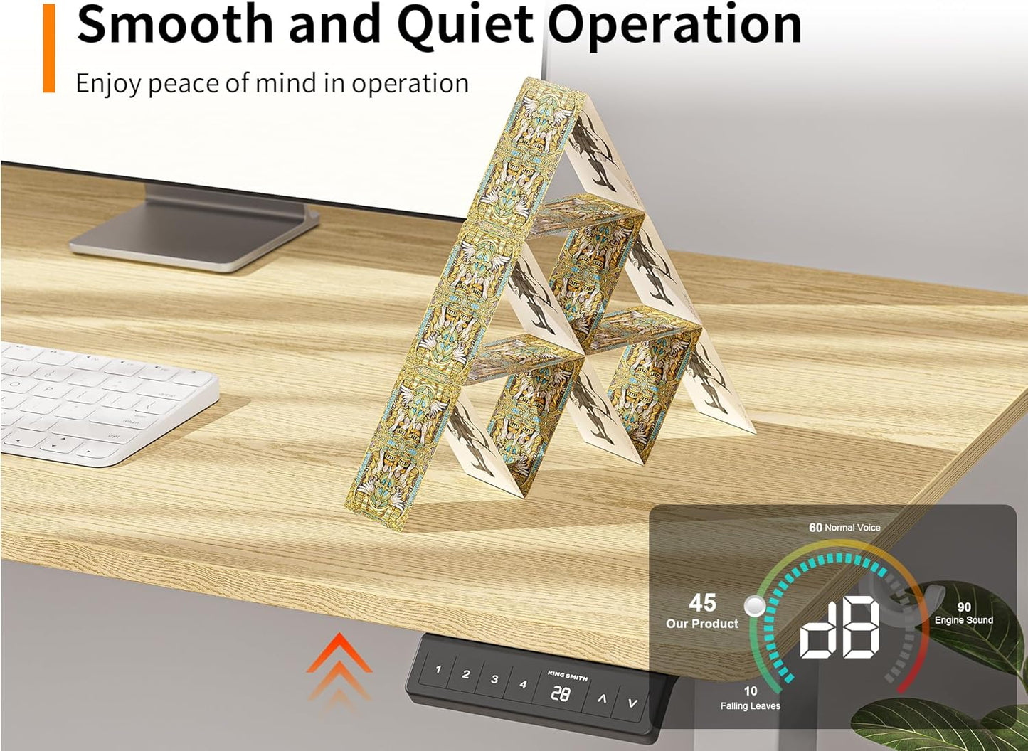 48x24 Inches Height Adjustable Electric Standing Desk with 2 Hooks for Home Office, Ergonomic Sit Stand up Desk with Splice Board, Oak