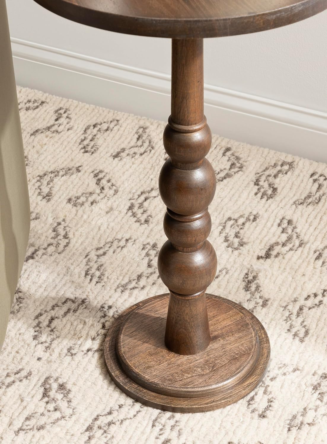 Kate and Laurel Wegner Traditional Wooden Round Side Table, 16 x 26, Brown, Elegant and Durable Pedestal Table for Use as Living Room End Table, Plant Stand, or Bedroom Nightstand