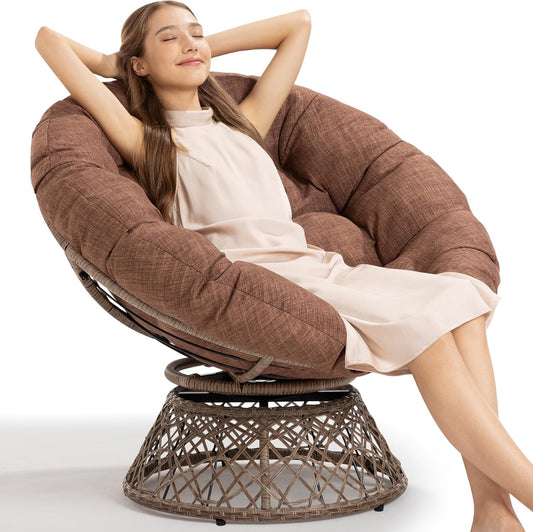Bme 40" Ergonomic Wicker Papasan Chair