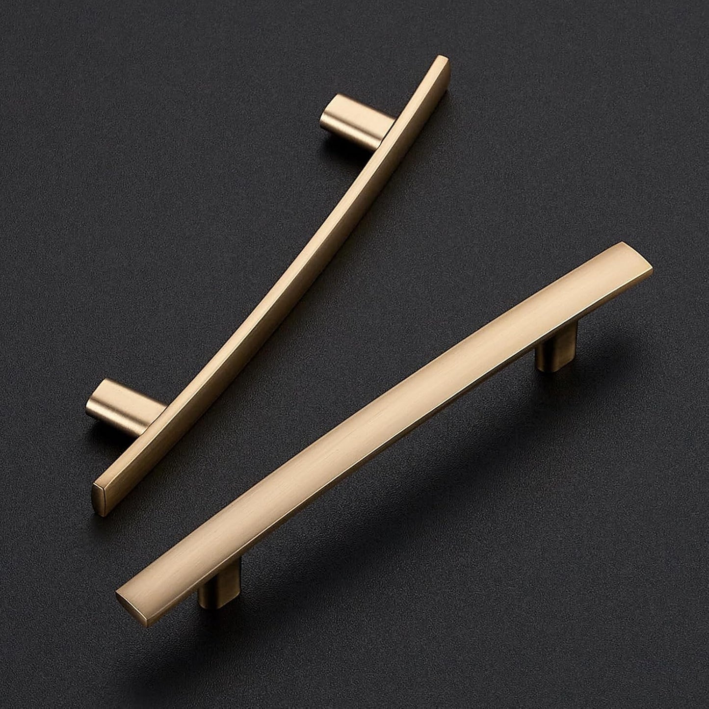 25 Pack Cabinet Handles 4" Hole Center - Curved Cabinet Pulls Champagne Bronze Drawer Pulls for Kitchen Cupboard Solid Handles for Dresser Drawer Arch Closet Hardware