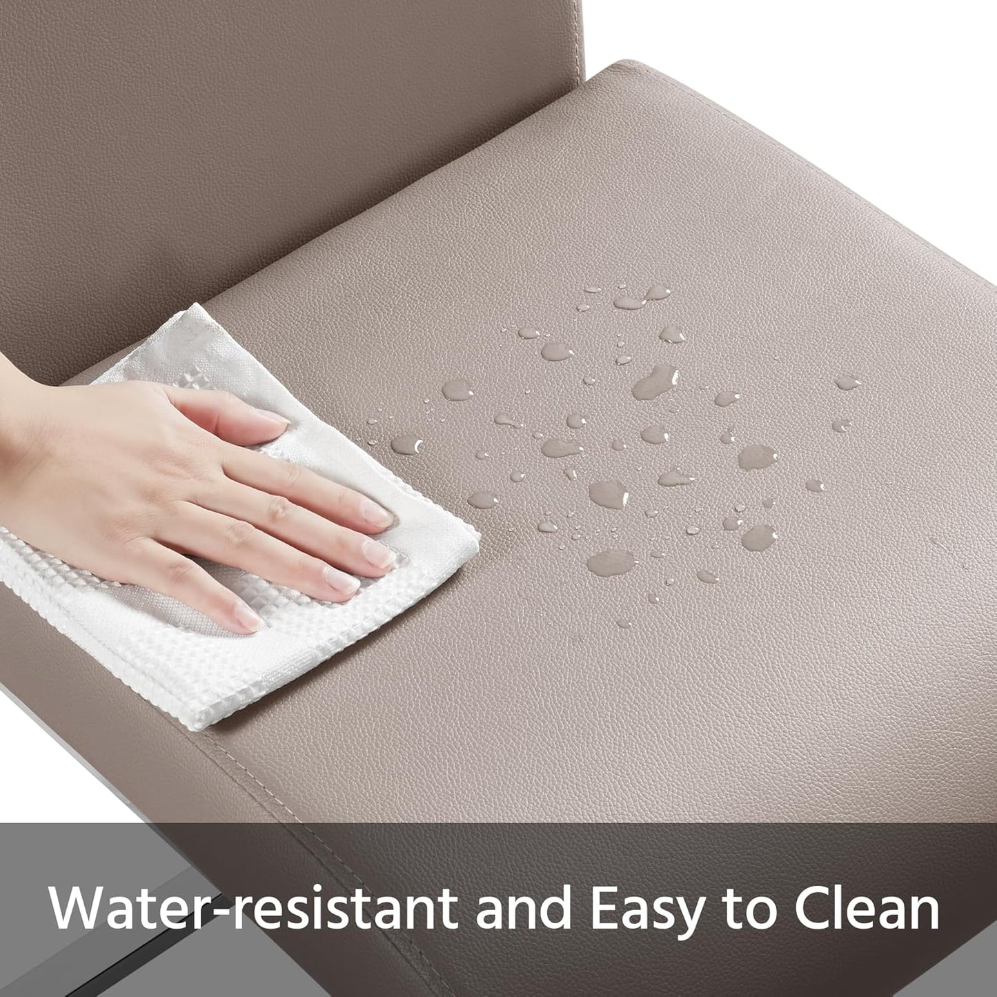 Yaheetech Dining Chairs Set of 2 Modern Faux Leather Upholstered Dining Room Chairs with High Back and Metal Chrome Legs for Kitchen/Living Room/Restaurant, Light Brown