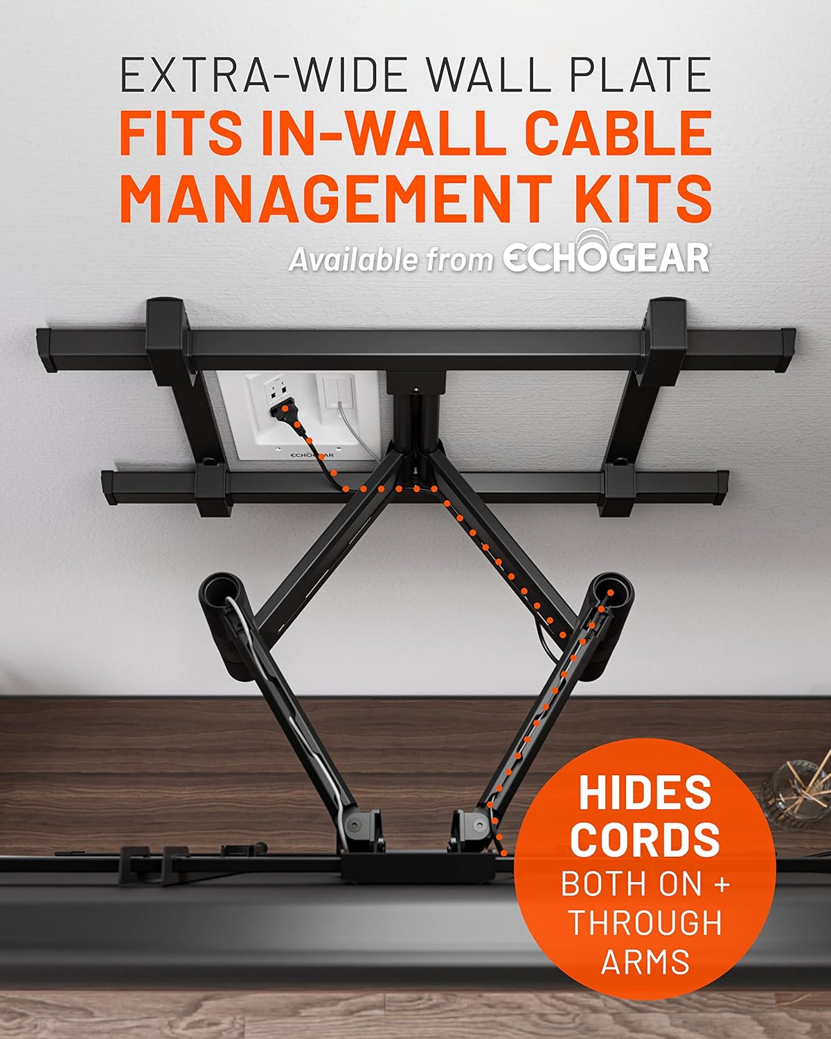 ECHOGEAR XL Full Motion TV Wall Mount - Universal Bracket for Big TVs Up to 90" - Smooth Articualtion Plus Easy 3 Step Install with Pre-Assembled TV Interface - Ideal for OLED & QLED TVs