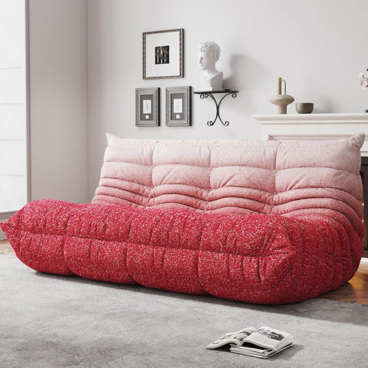 Bean Bag Chairs for Adults, BeanBag Reading Chair Memory Foam Couch 3-Seater, Floor Chair Soft Teddy Material, Comfy Reading Nook Chairs for Bedroom Living Room Office (Pink White)