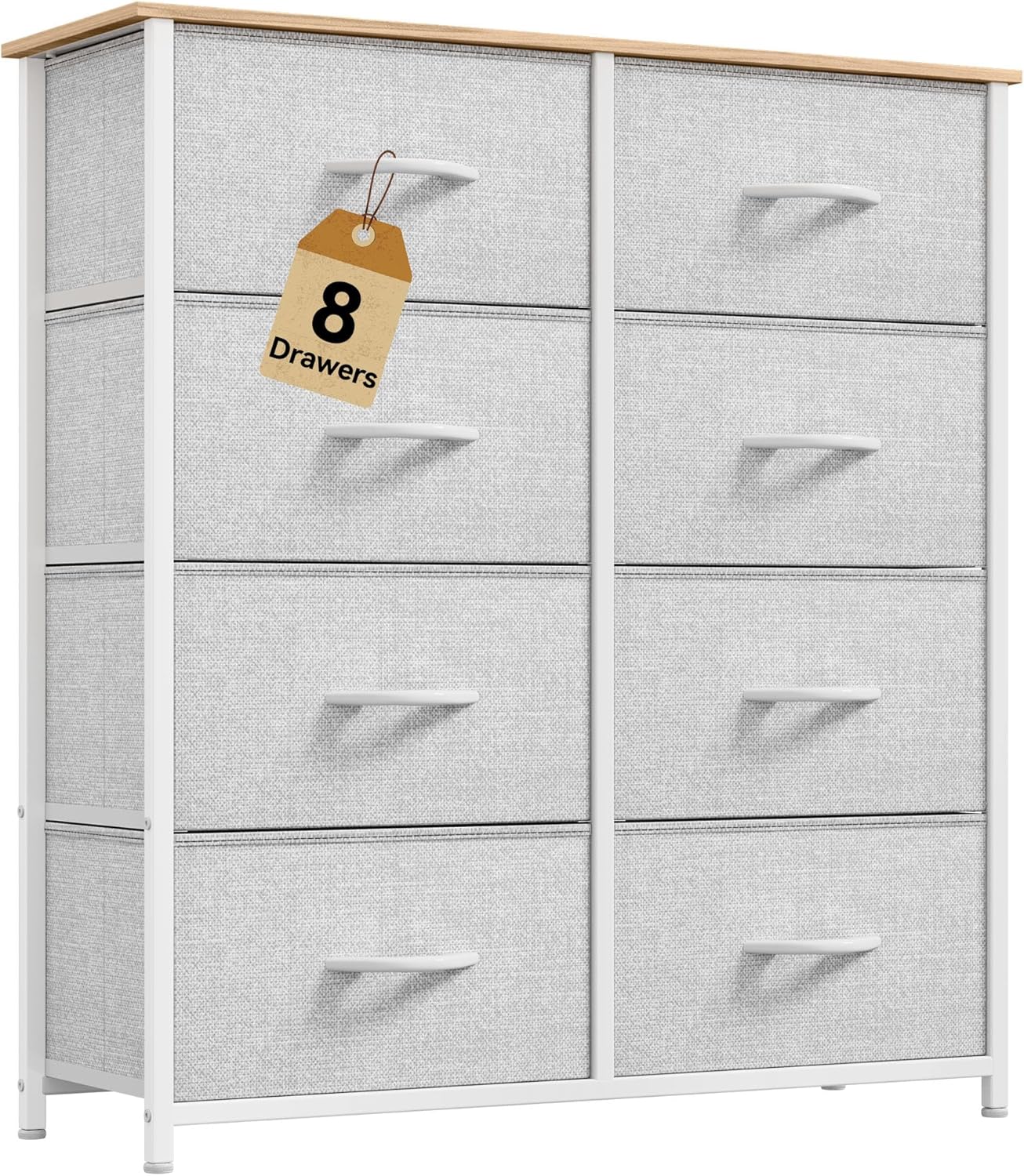 DWVO Fabric Dresser for Room, Tall Storage 8 Drawers, Black Dresser & Chest of Drawers, Storage Drawer Organizer for Closet, Living Room