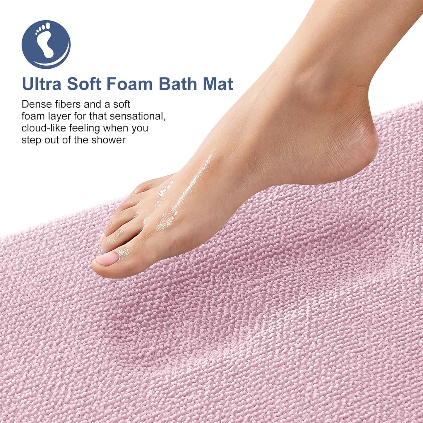 OLANLY Thick Memory Foam Bath Mat Rug 36x24, Extra Soft Absorbent Bathroom Rug, Quick Dry Bath Mats, Non-Slip, Machine Washable Carpet for Bathroom, Tub and Shower, Home Decor Accessories, Dusty Rose
