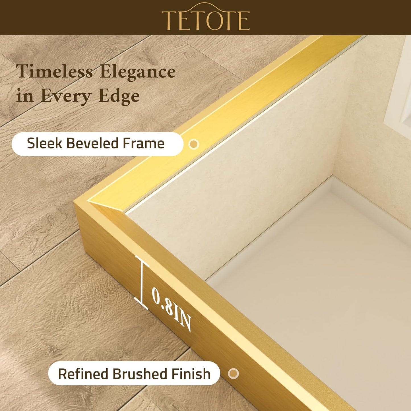 TETOTE Brushed Gold Bathroom Mirror for Over Sink 55" x 30" Large Brass Gold Beveled Framed Rectangular Vanity Mirror for Bathroom, Bedroom, Entryway, Living Room, Tempered Glass, Stronger Frame