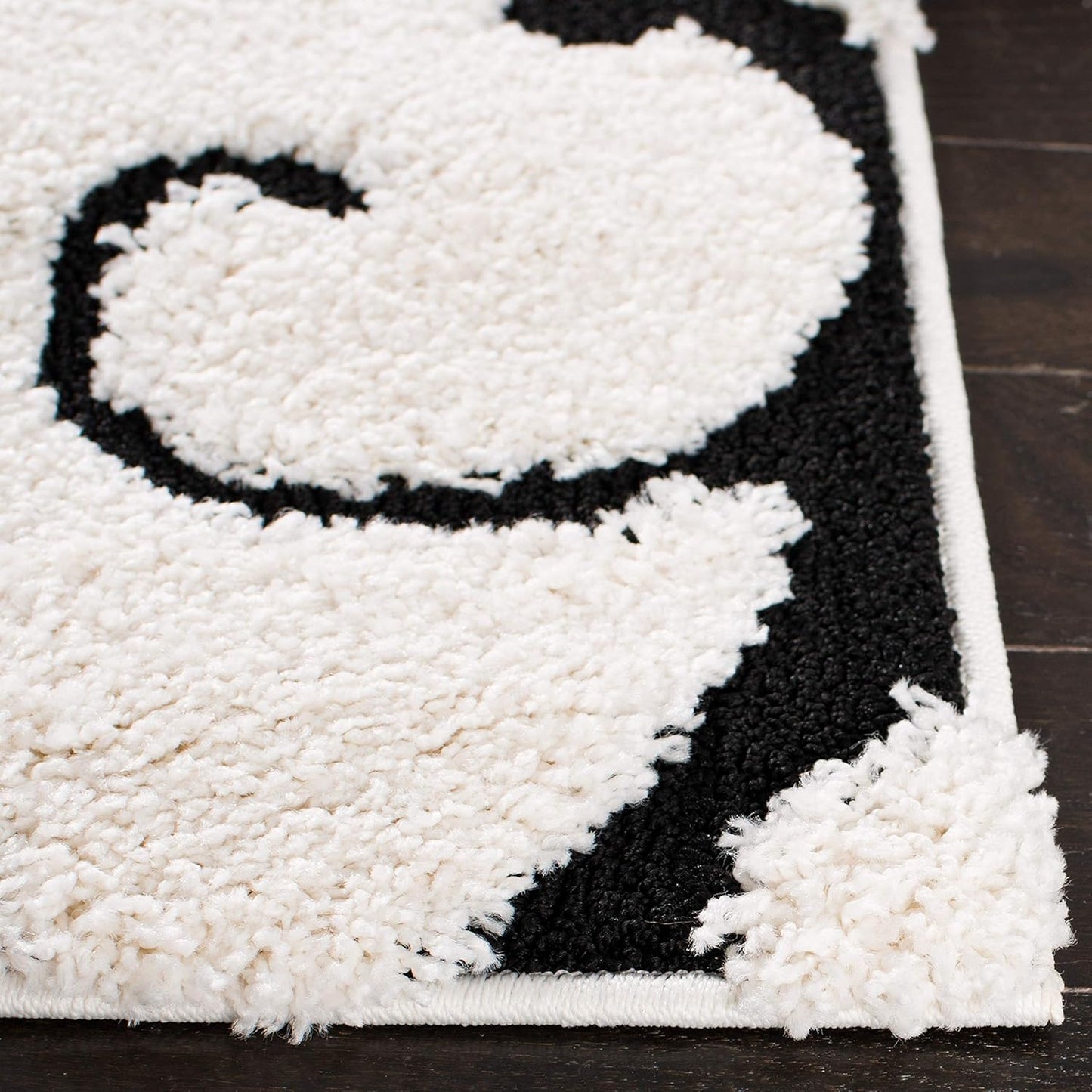 SAFAVIEH Florida Shag Collection Area Rug - 11' Square, Ivory & Black, Scroll Design, Non-Shedding & Easy Care, 1.2-inch Thick Ideal for High Traffic Areas in Living Room, Bedroom (SG455-1290)