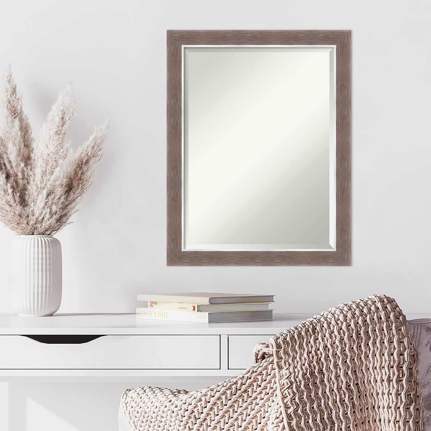 Amanti Art Brown Wall Mirror 28x22 Noble Mocha Rectangle Bathroom Mirror for Wall Decor Living Room, Medium Casual Frame, Hangs Horizonally and Vertically, Bathroom Decor, Beveled Edge from WI, USA