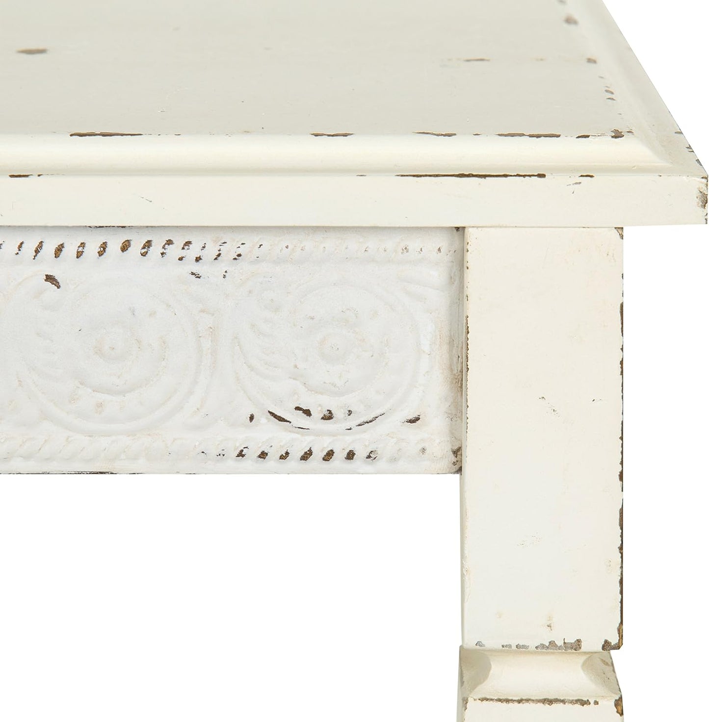 Kate and Laurel Idabelle Wood Side Table with Drawer, Cream