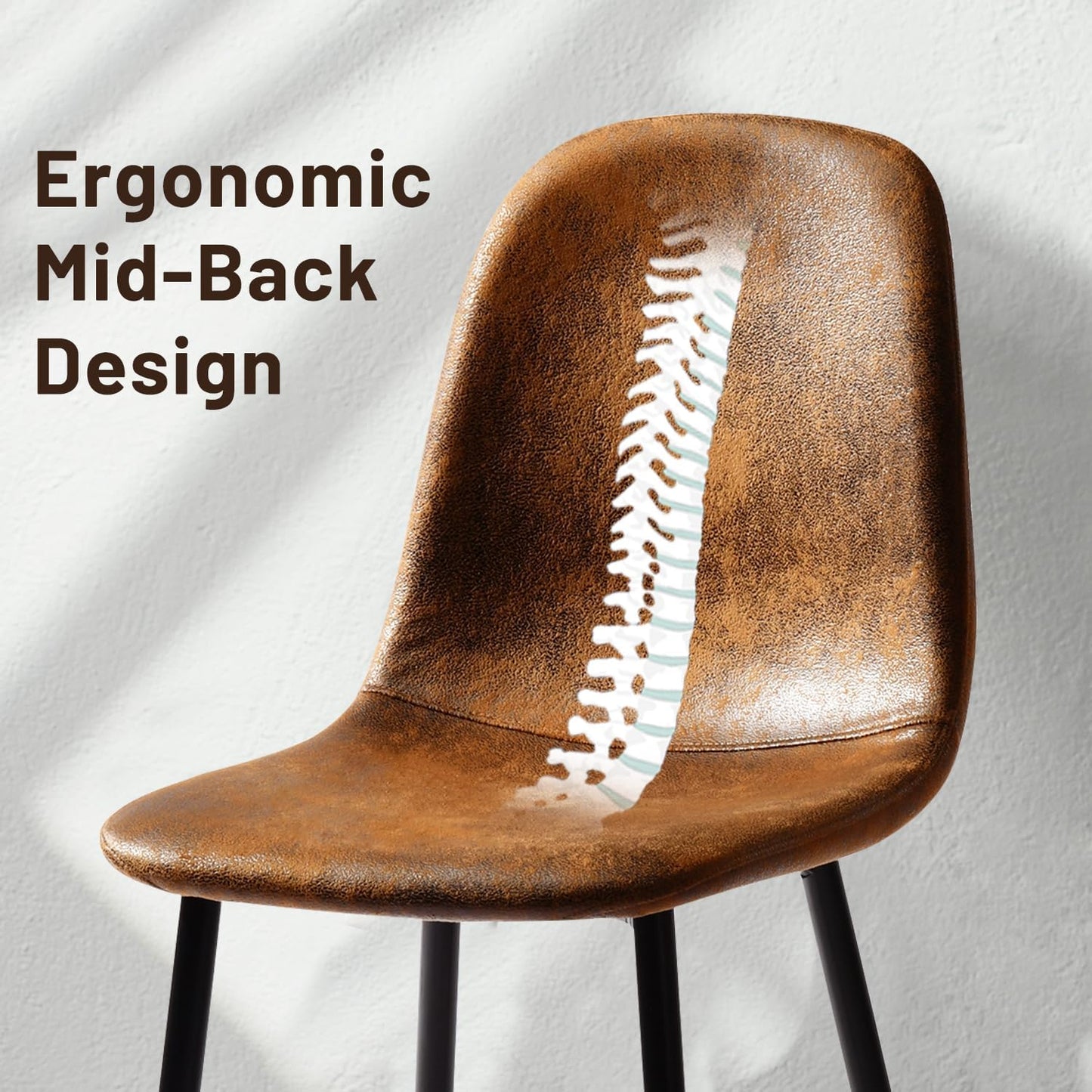 FurnitureR Dining Chairs Set of 6, Fabric Suede Dining Room Side Seating, Kitchen Chairs Mid-Back with Metal Legs for Living Room, Restarant, Cafe, Brown