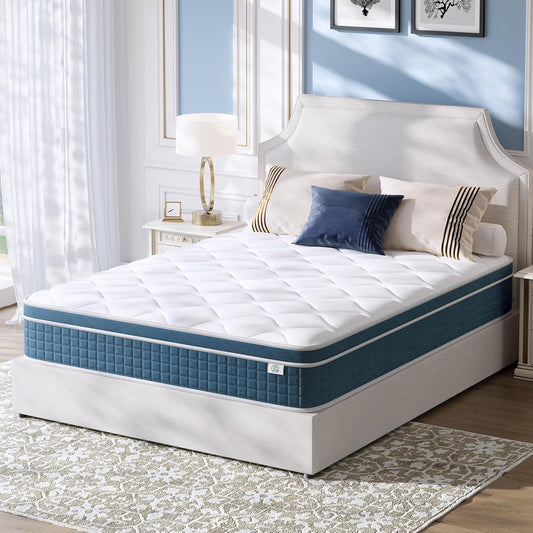 Queen Mattress 12 Inch, Hybrid Queen Bed Mattress with Individual Pocket Springs and Pressure-Relieving Memory Foam, Breathable, Medium Firm Mattress in a Box Queen Size 80"x60"x12"