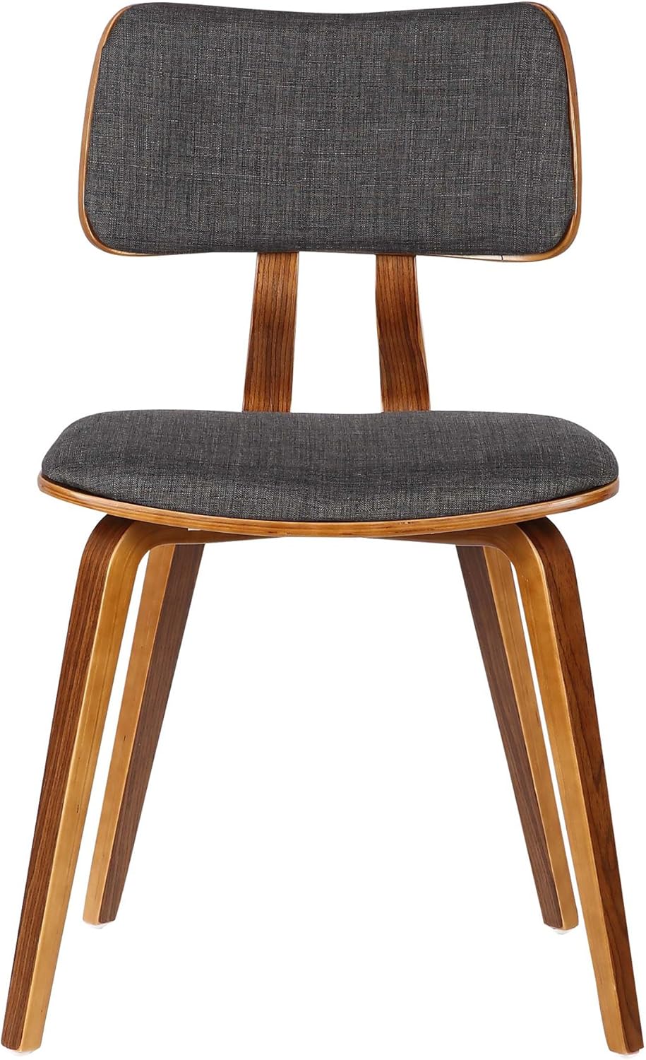 Armen Living Jaguar Mid-Century Dining Chair in Walnut Wood and Charcoal Fabric - Set of 4
