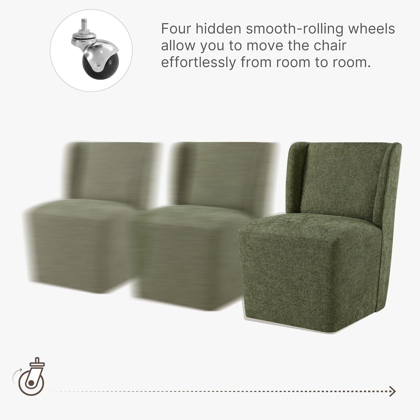 Dining Chairs with Casters Require Assembly Upholstered Wingback Single Sofa Armless Deskchair for Bedroom Waiting Room Kitchen Diningroom