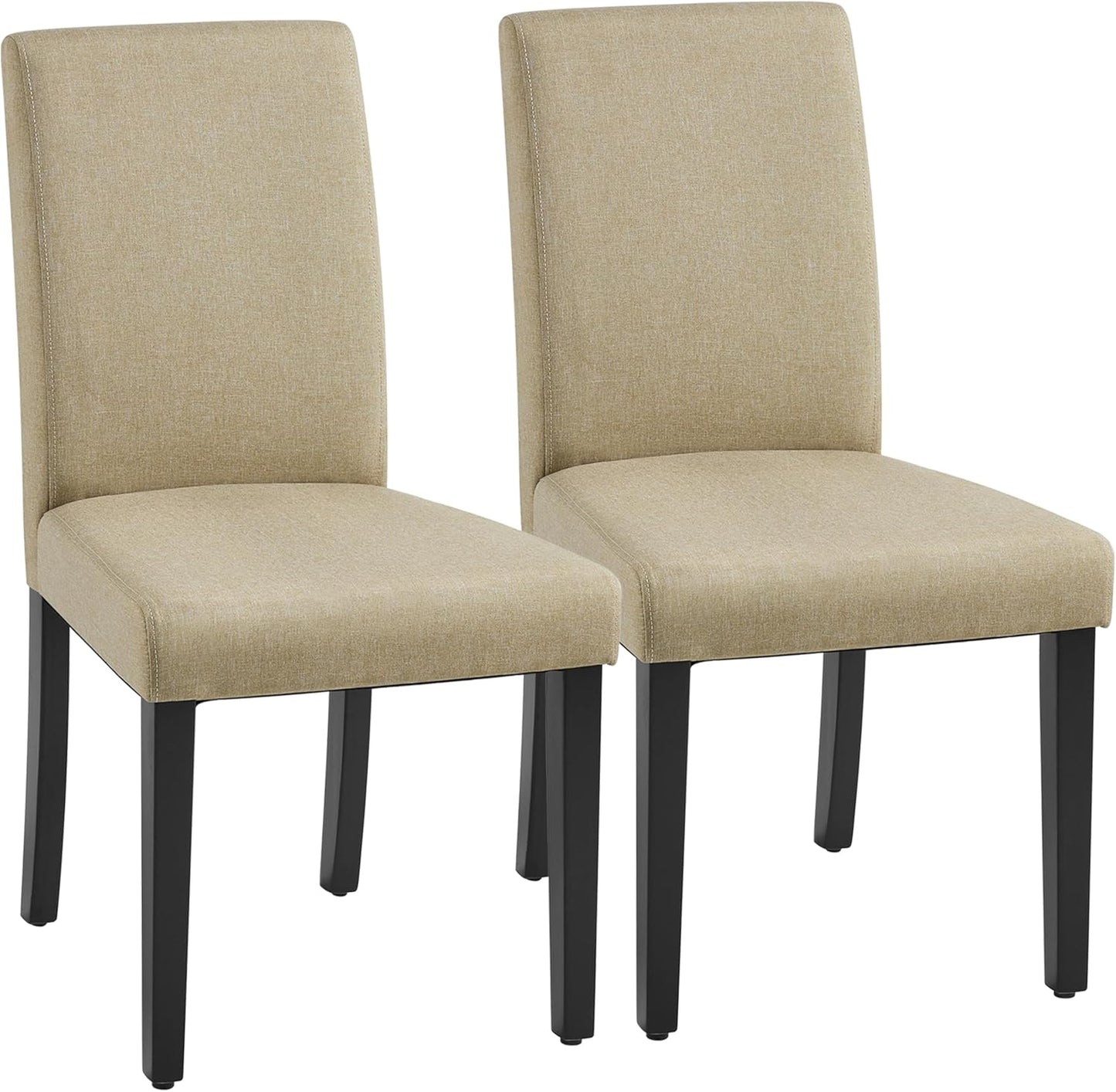 Yaheetech Dining Chairs Set of 2 Fabric Upholstered Parson Kitchen Chairs with Padded Seat and Solid Wood Legs for Dining Room/Restaurant, Khaki