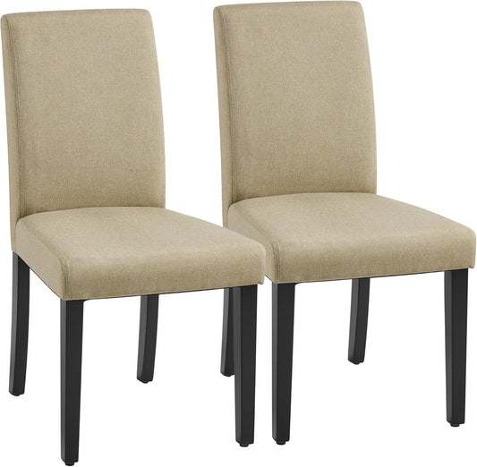 Yaheetech Dining Chairs Set of 2 Fabric Upholstered Parson Kitchen Chairs with Padded Seat and Solid Wood Legs for Dining Room/Restaurant, Khaki