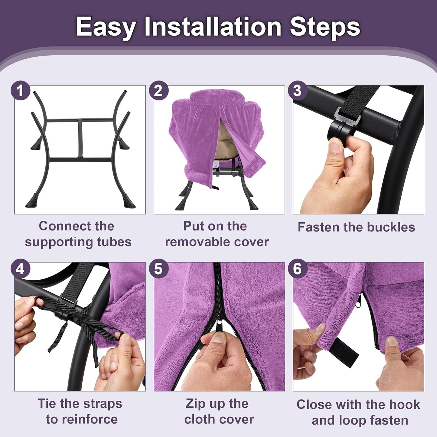 Fabric Lazy Chair for Adults, Oversized Upholstered Sofa Chair, Plush Comfy Lounge Chair with Large Side Storage Pocket, Thick Padded Reading Chair for Living Room, Bedroom, Office, Purple