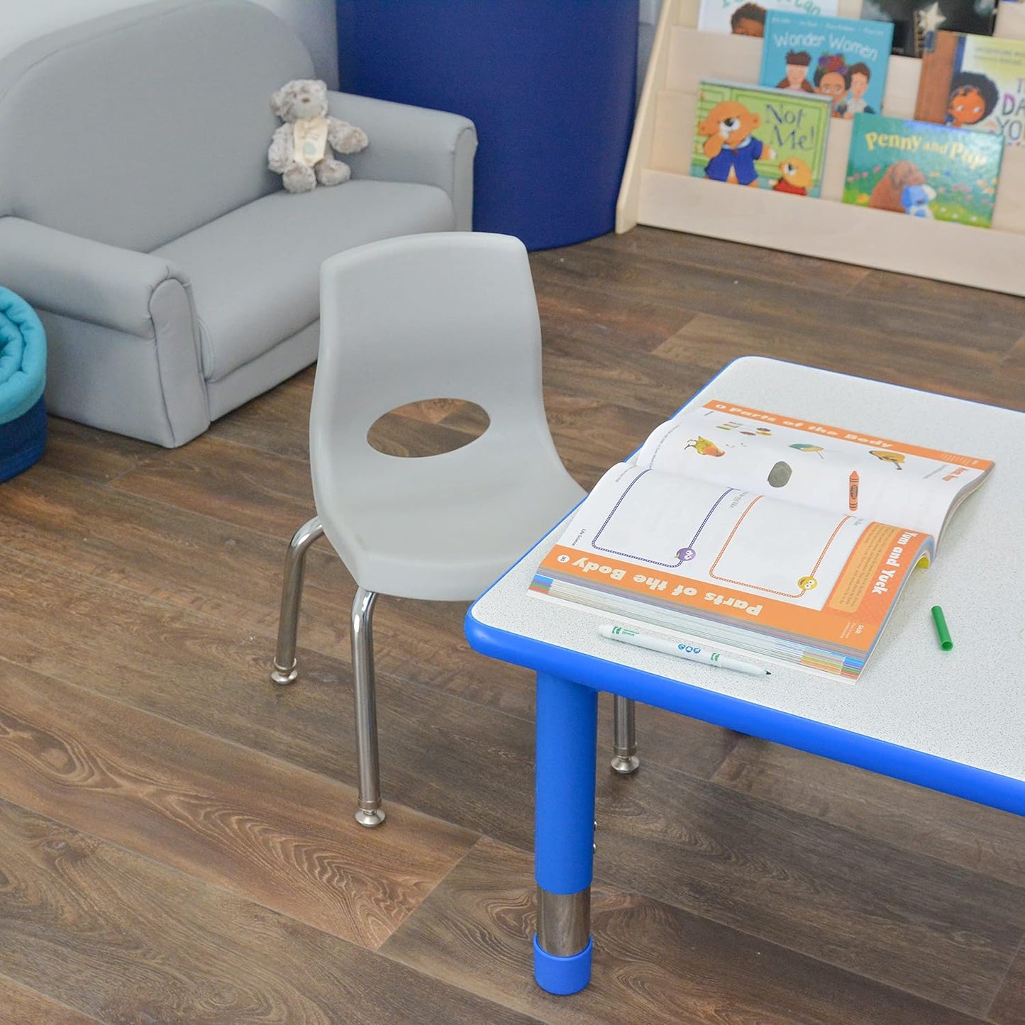 Children’s Factory, AB8010GYC, MyPosture Plus 10" H Chair, Gray with Chrome Legs, Kids Preschool, Daycare or Classroom Flexible Seating, Toddler Desk Chair