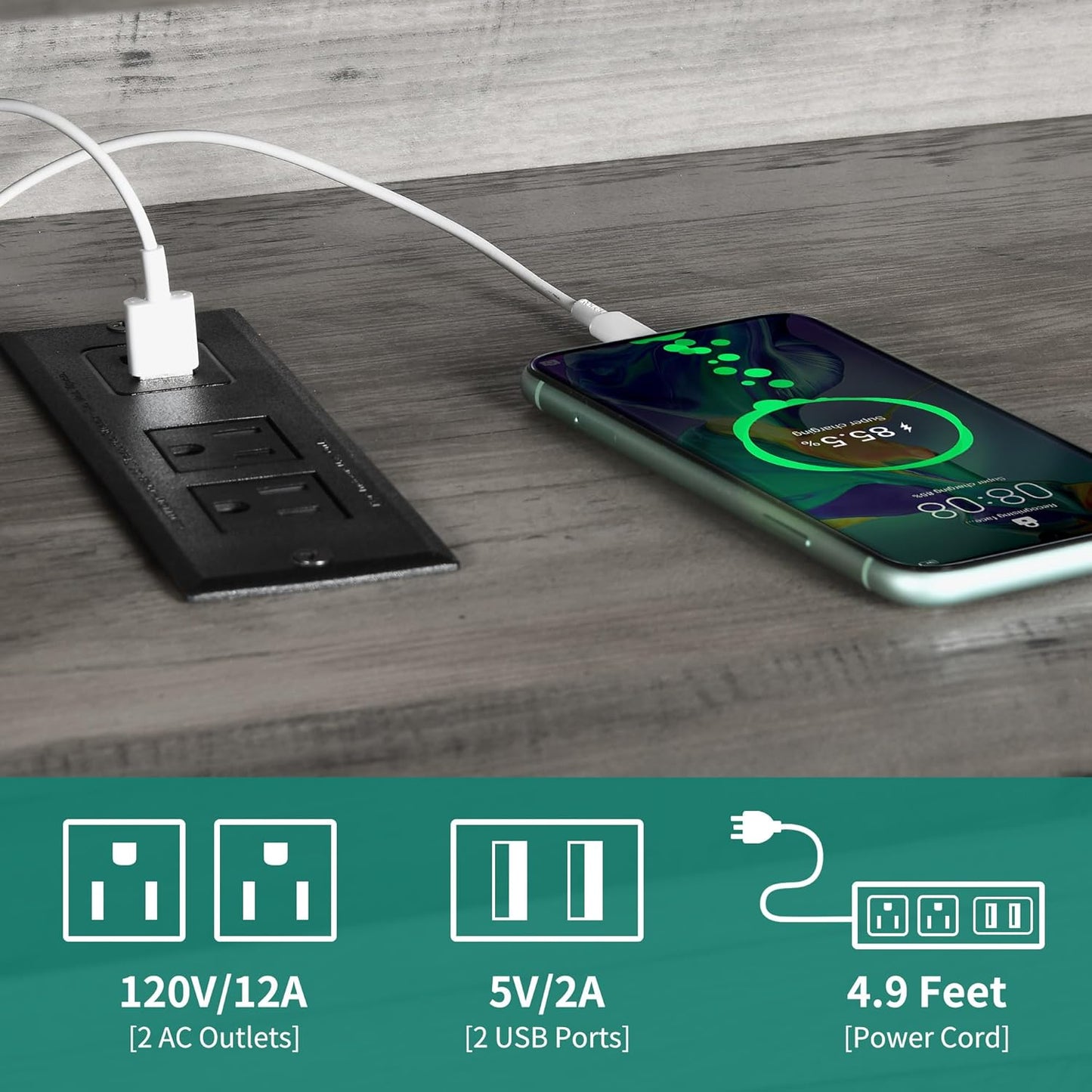 YITAHOME LED Farmhouse TV Stand for 75 Inch w/Outlets, Modern Entertainment Center with Glass Doors and Adjustable Storage Shelves, Media Console TV Cabinet for for Living Room, Grey