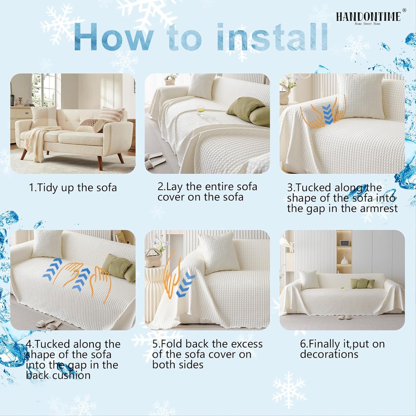 HANDONTIME Cooling Dog Couch Cover Ice Silk Washable & Breathable Pet Sofa Protector, Durable Couch Covers for Sofa Pet Friendly Soft Dog Cooling Bed Cover Sofa Protector Covers (Ivory, 71"x134")