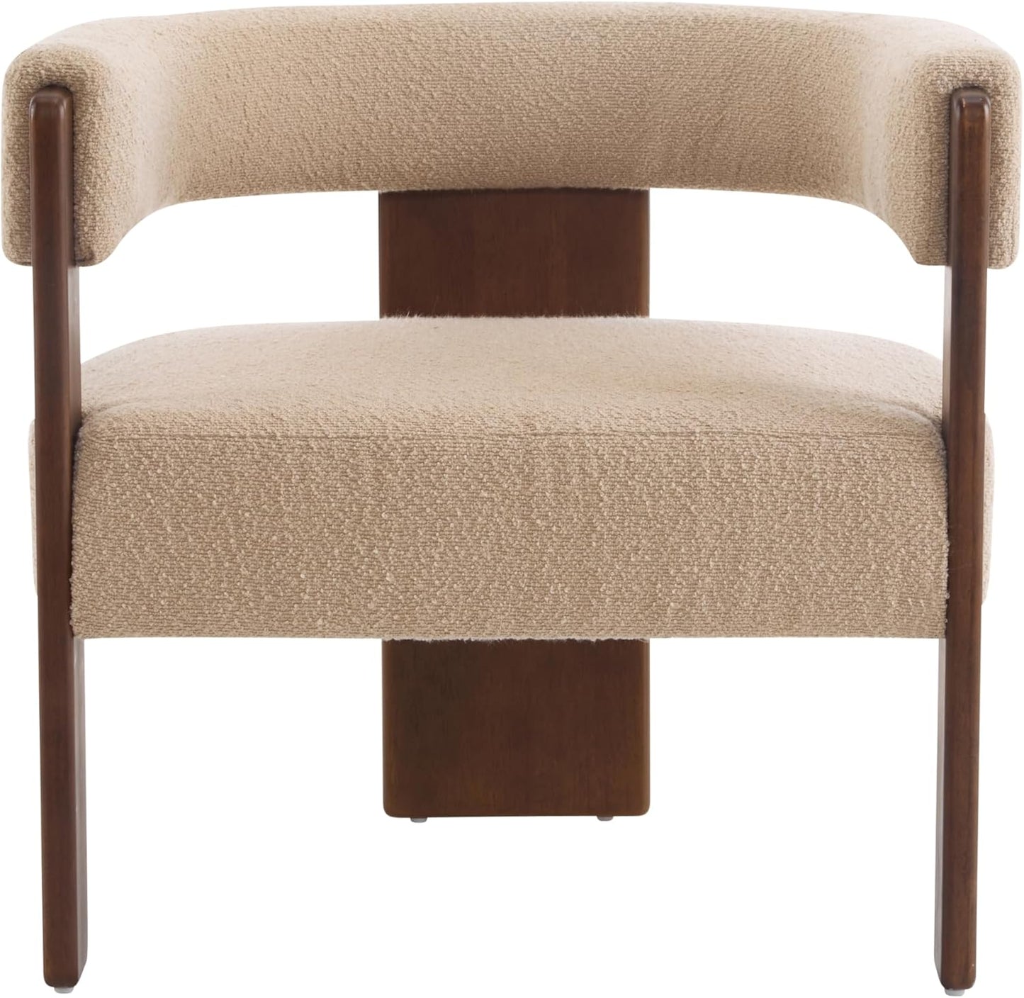 Christopher Knight Home Nettie Modern Accent Chair for Living Room, Boucle Fabric Single Lounge Sofa Chair with Wooden Frame, Comfy Reading Chair for Bedroom, Lounge Armchair with Cushion, Dark Beige