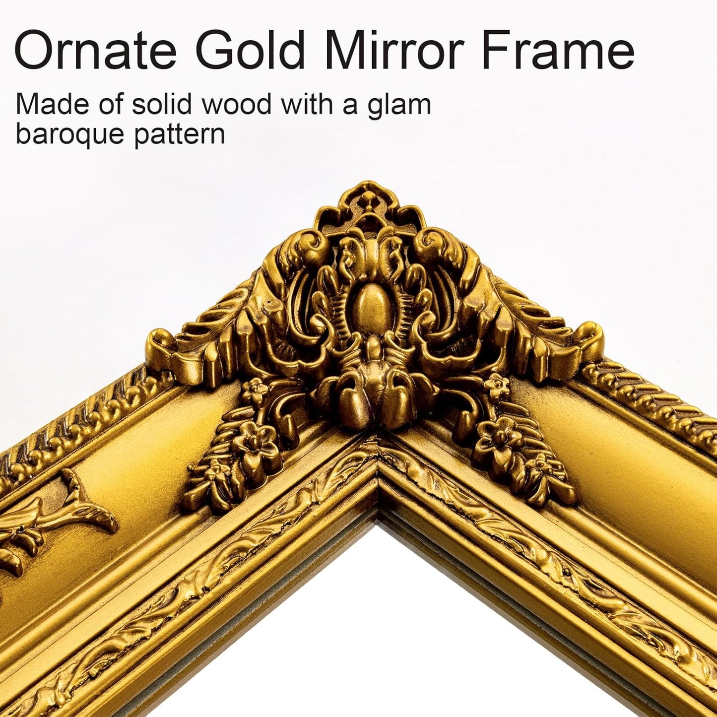 Antique Gold Mirror for Wall Decor, 28" x 20" Gold Vintage Baroque Mirrors with Ornate Frame, Traditional Antique Living Room Mirror, Horizontal/Vertical