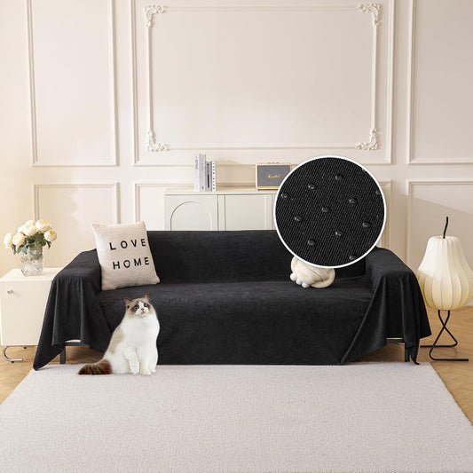 MYSKY HOME Black Couch Covers for Sectional Sofa, Couch Cover L Shape Couch Covers for Dogs Washable Couch Cover Banket Modern Sofa Slipcovers, Super Soft Sofa Towel for Kids, Pets, 71" x 150"