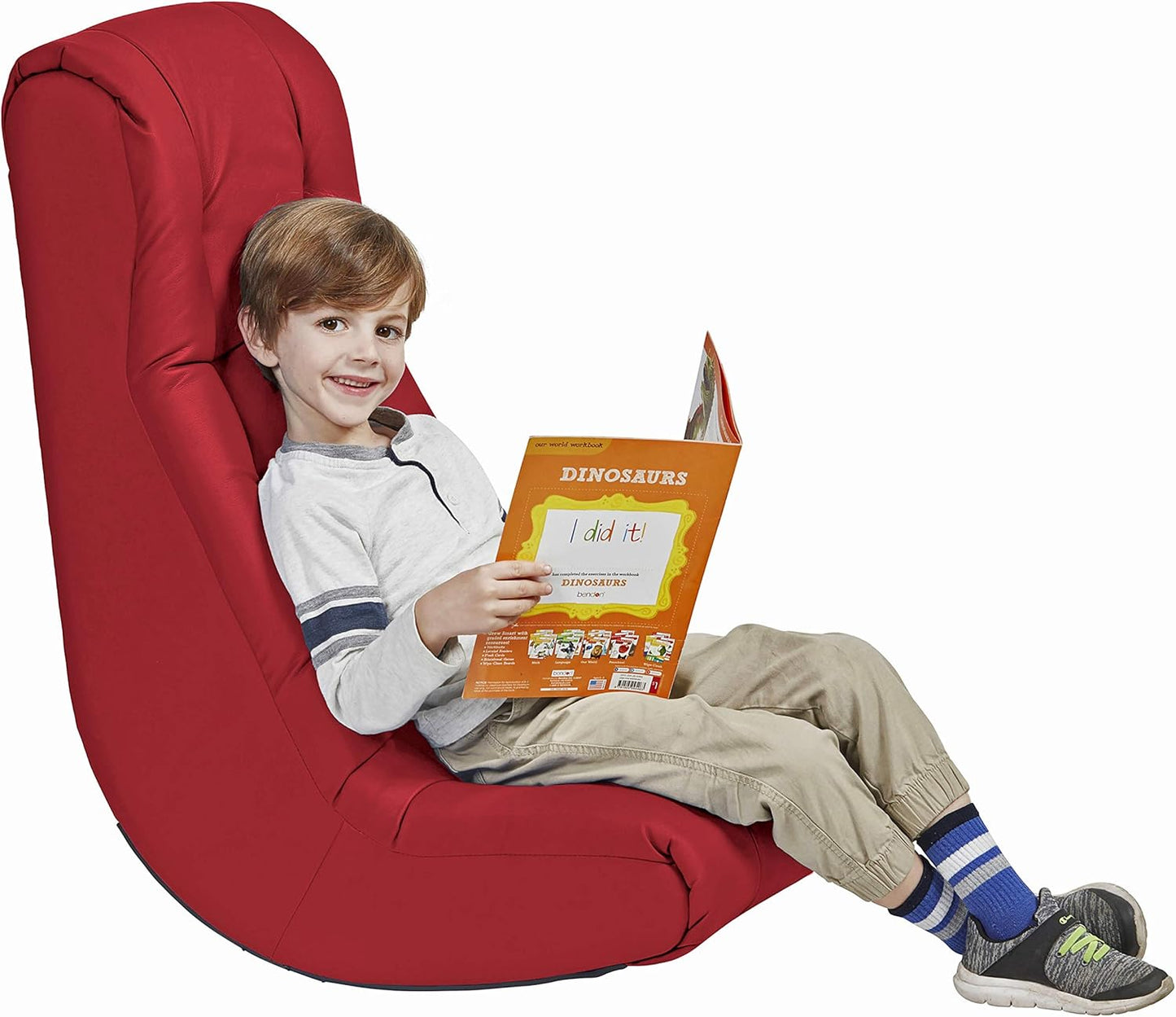 Factory Direct Partners Soft Tufted Floor Rocker - Cushioned Ground Chair for Kids Teens and Adults - Great for Reading, Gaming, Meditating, TV - Red, 10488-RD