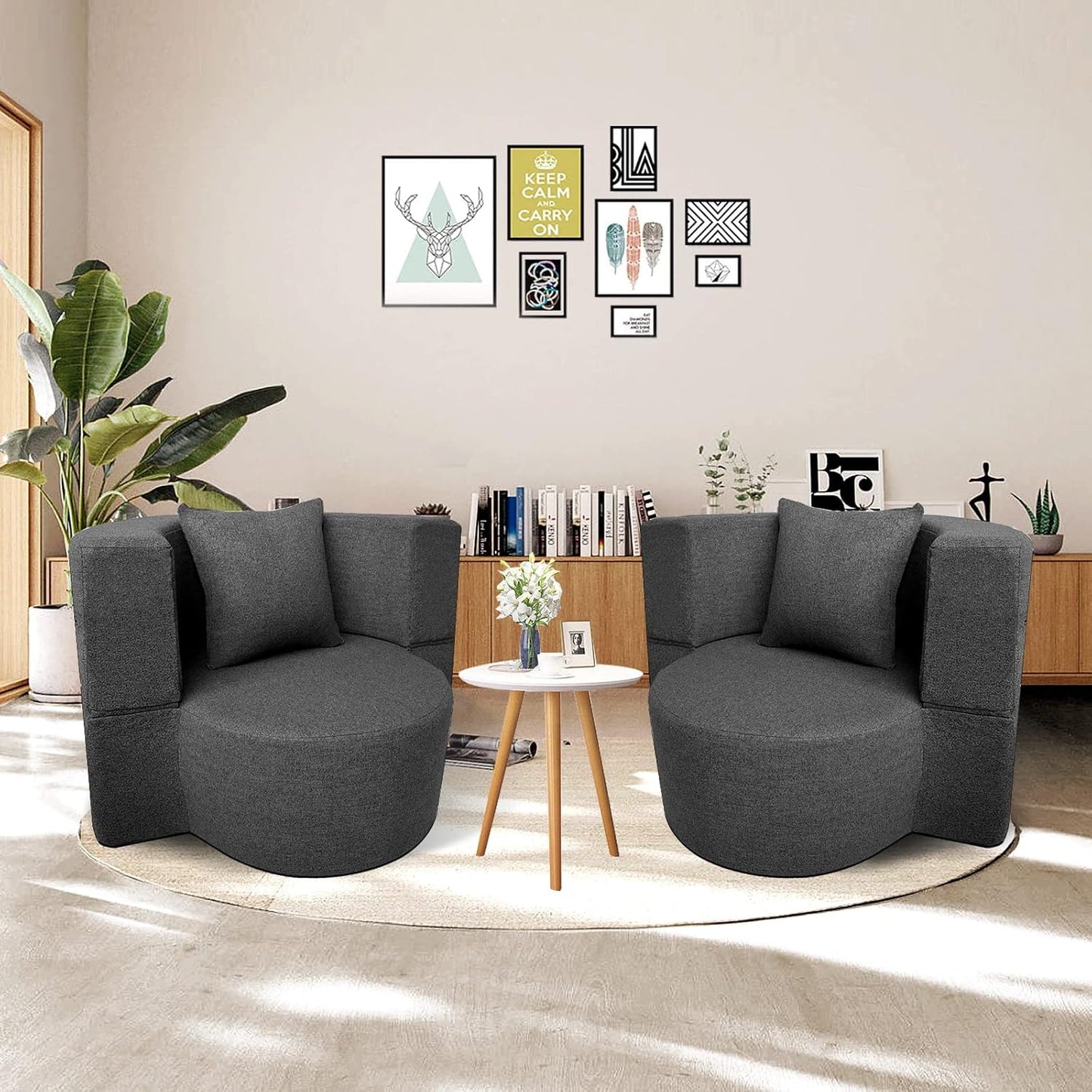 ANONER 12 Inch Modern Folding Sofa Memory Foam Fold Out Chair Sofa with Pillow, Lounge Chair Floor Futon Couch, Washable Cover