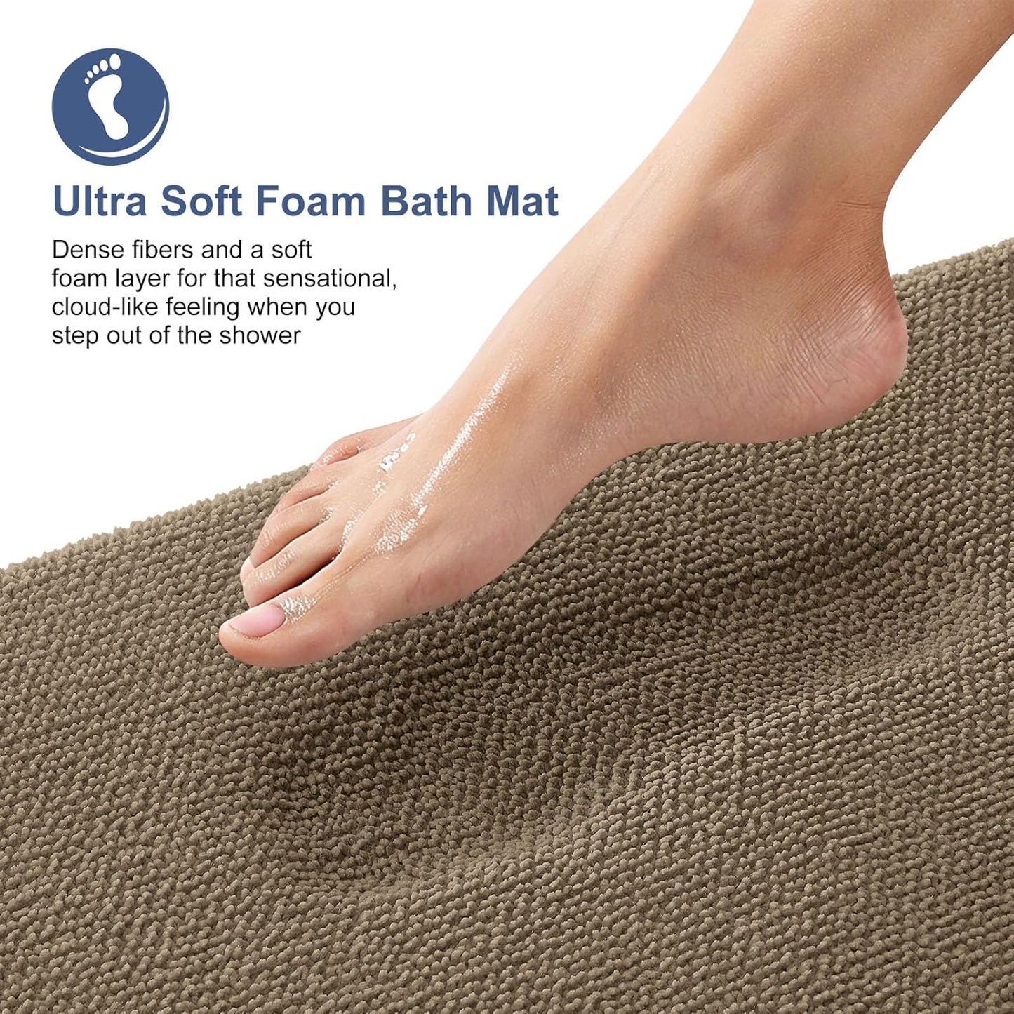 OLANLY Thick Memory Foam Bath Mat Rug 24x16, Extra Soft Absorbent Bathroom Rug, Quick Dry Bath Mats, Non-Slip, Machine Washable Carpet for Bathroom, Tub and Shower, Home Decor Accessories, Tan