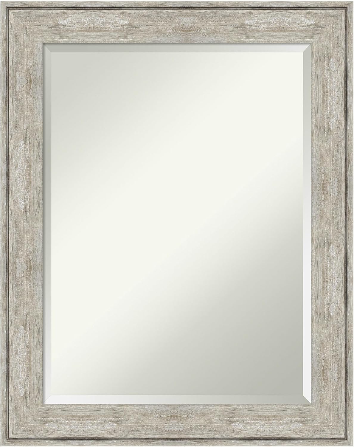 Amanti Art Silver Bathroom Mirror for Over Sink, 29x23 Crackled Metallic Rectangle Vanity Mirror, Medium Rustic Farmhouse Frame, Hangs Horizonally and Vertically, Bathroom Wall Decor, Beveled Edge