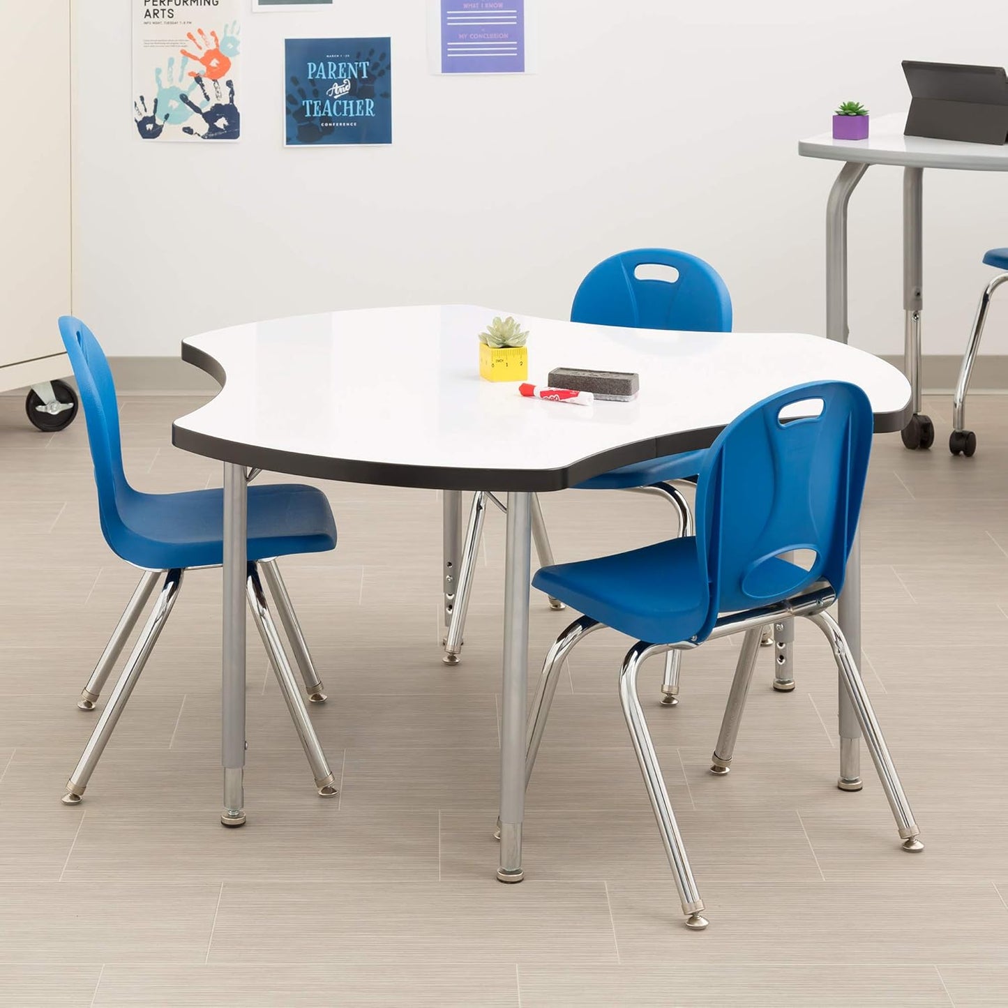 Learniture LNT-114-CSW-BB Learniture Structure Series School Chairs for Classroom, 14" Seat Height, Brilliant Blue, Pack of 4